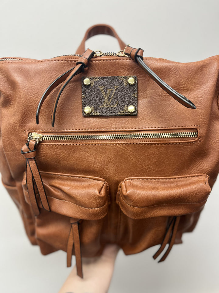 Upcycled LV 2 in 1 Crossbody Straps Backpack