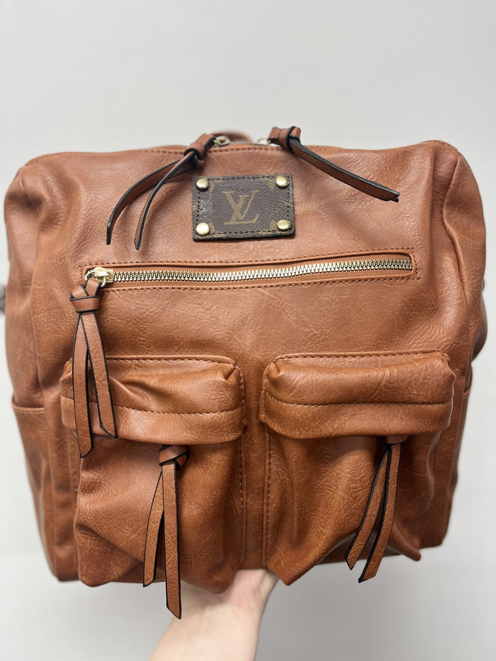 Upcycled LV 2 in 1 Crossbody Straps Backpack