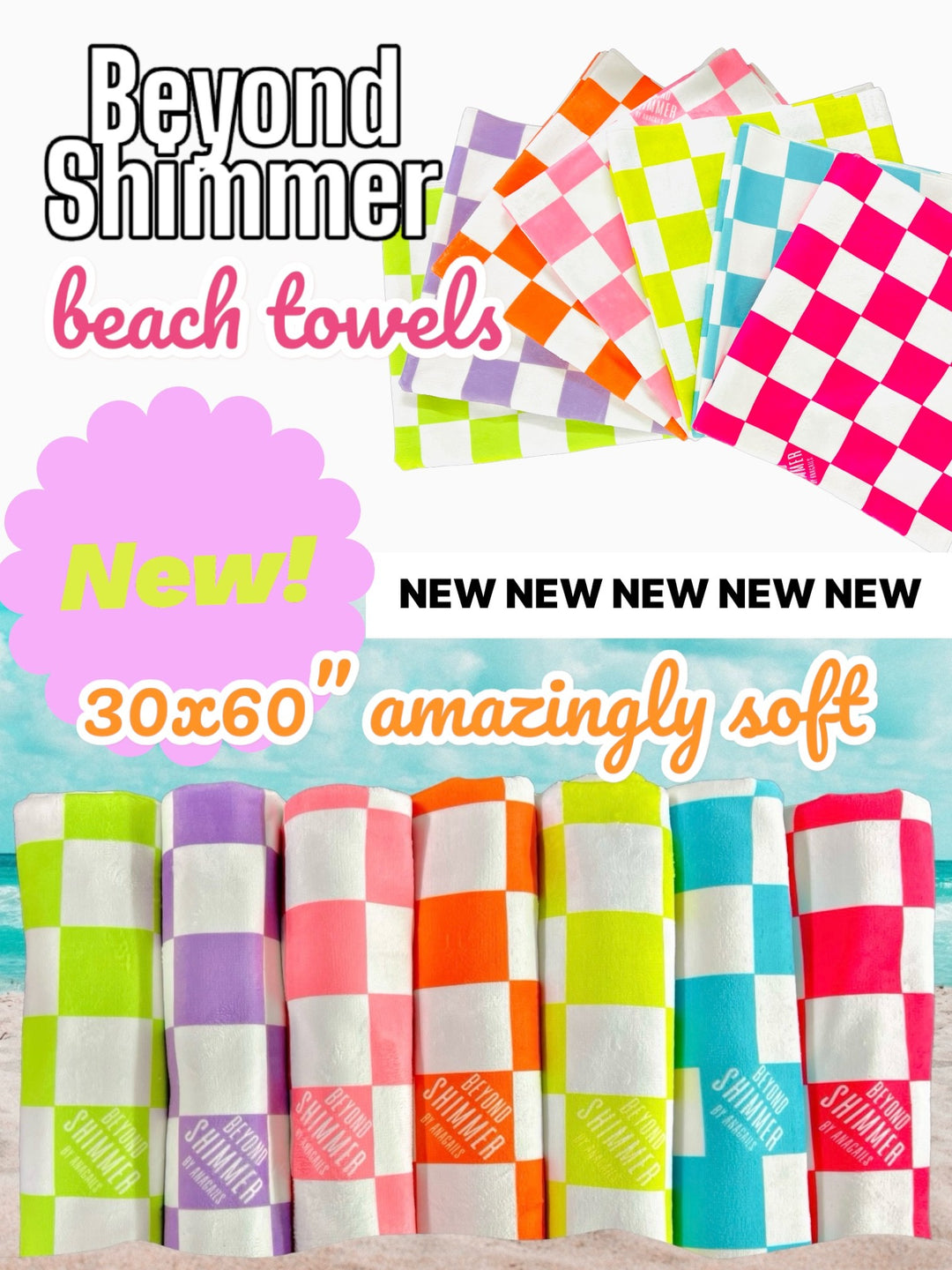 Checkered Neon Beach Towel