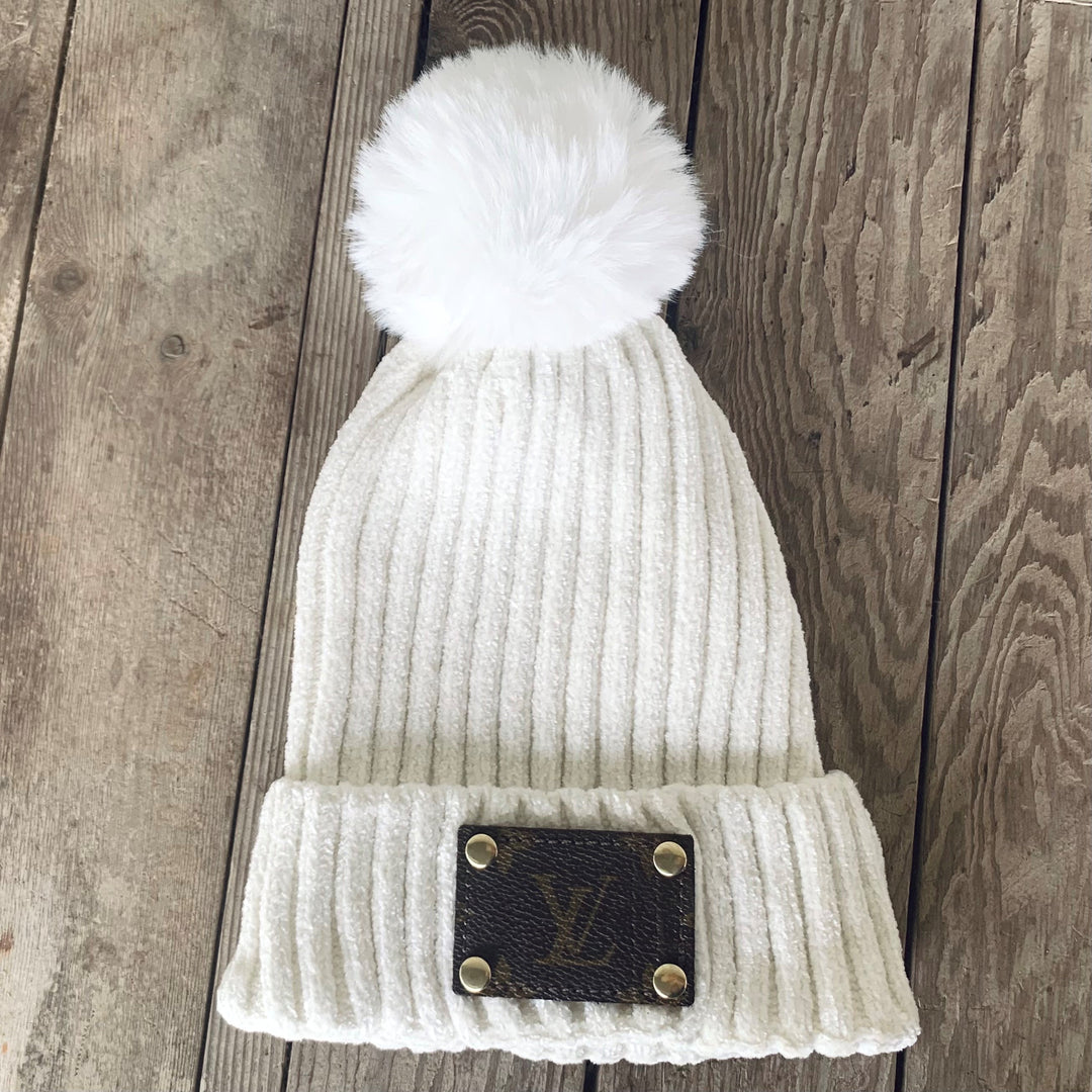 Upcycled Lv Patch Beanie