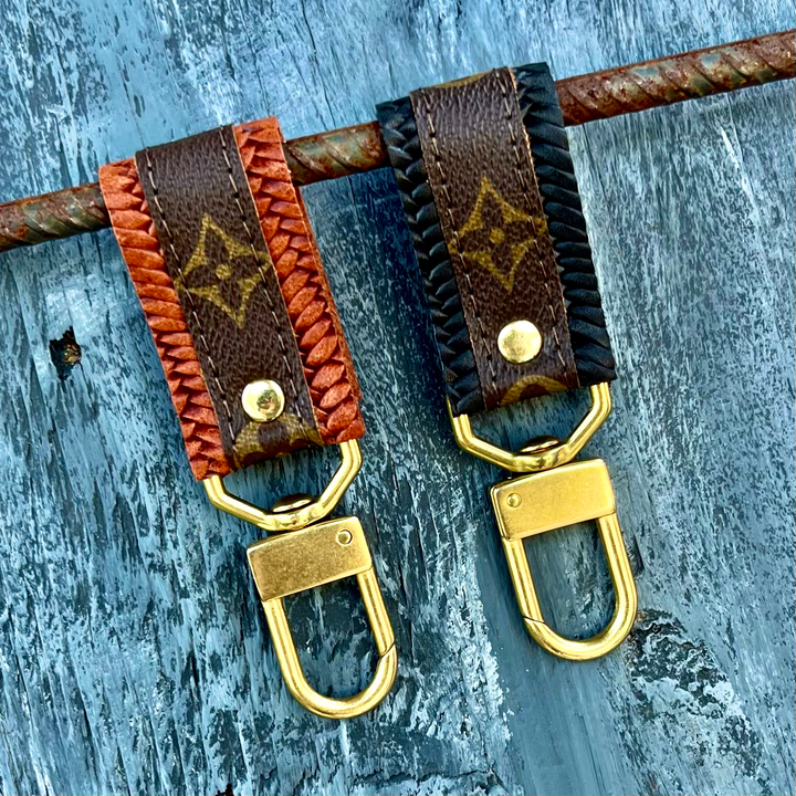 Upcycled LV Woven Genuine Leather Ginger Keychain