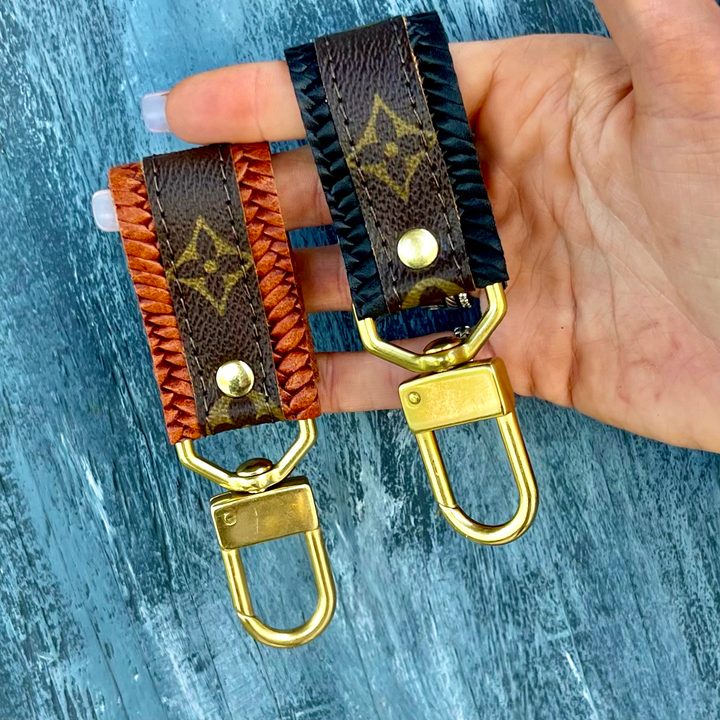 Upcycled LV Woven Genuine Leather Ginger Keychain