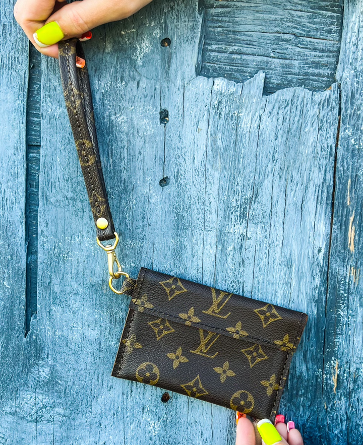 Upcycled LV Becky Car/Key Ring Pouch Wristlet magnetic closures