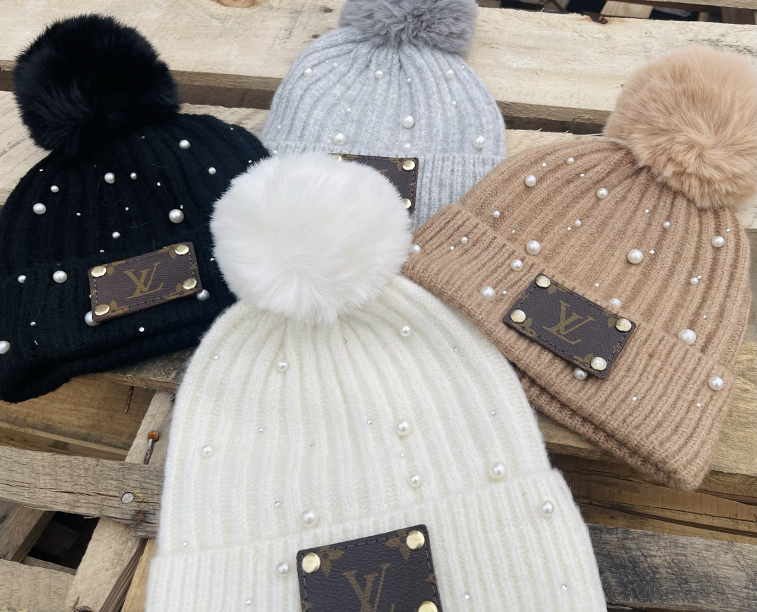 Upcycled Lv Lindsey Pearl Beanie