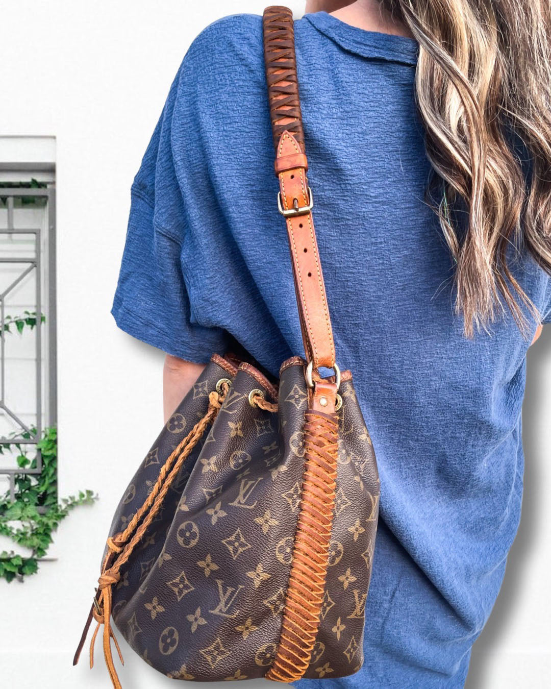 Upcycled LV The FavoriteBraided Bucket Bag