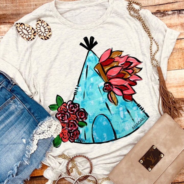 Hand Painted floral tee-pee