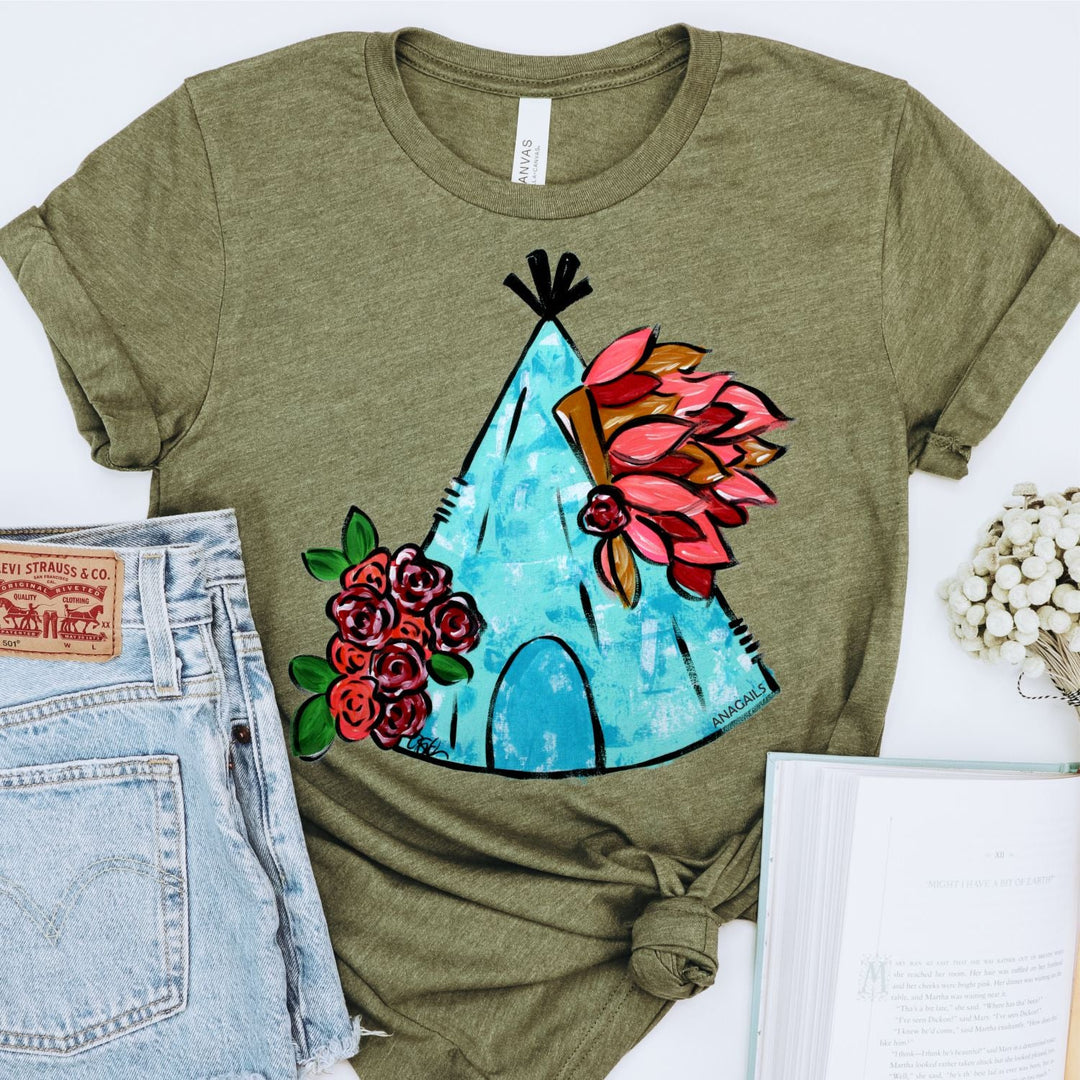 Hand Painted floral tee-pee