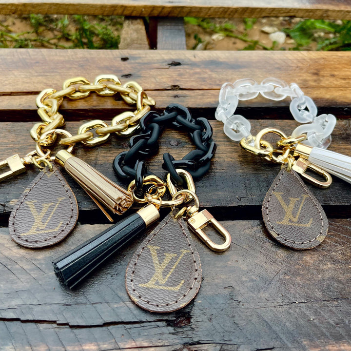 Upcycled LV Chain Link Tassel Keychain