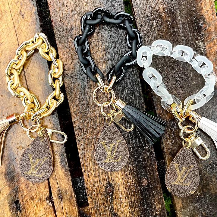 Upcycled LV Chain Link Tassel Keychain