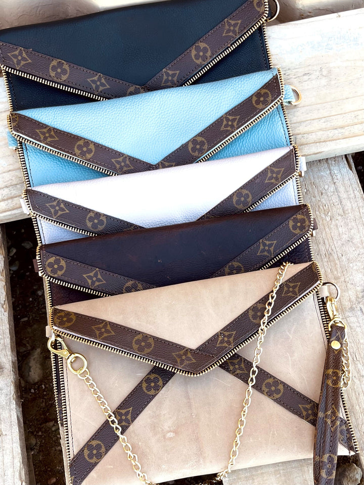 Upcycled LV Genuine Leather BRYLEE 2 IN 1 Cross Body