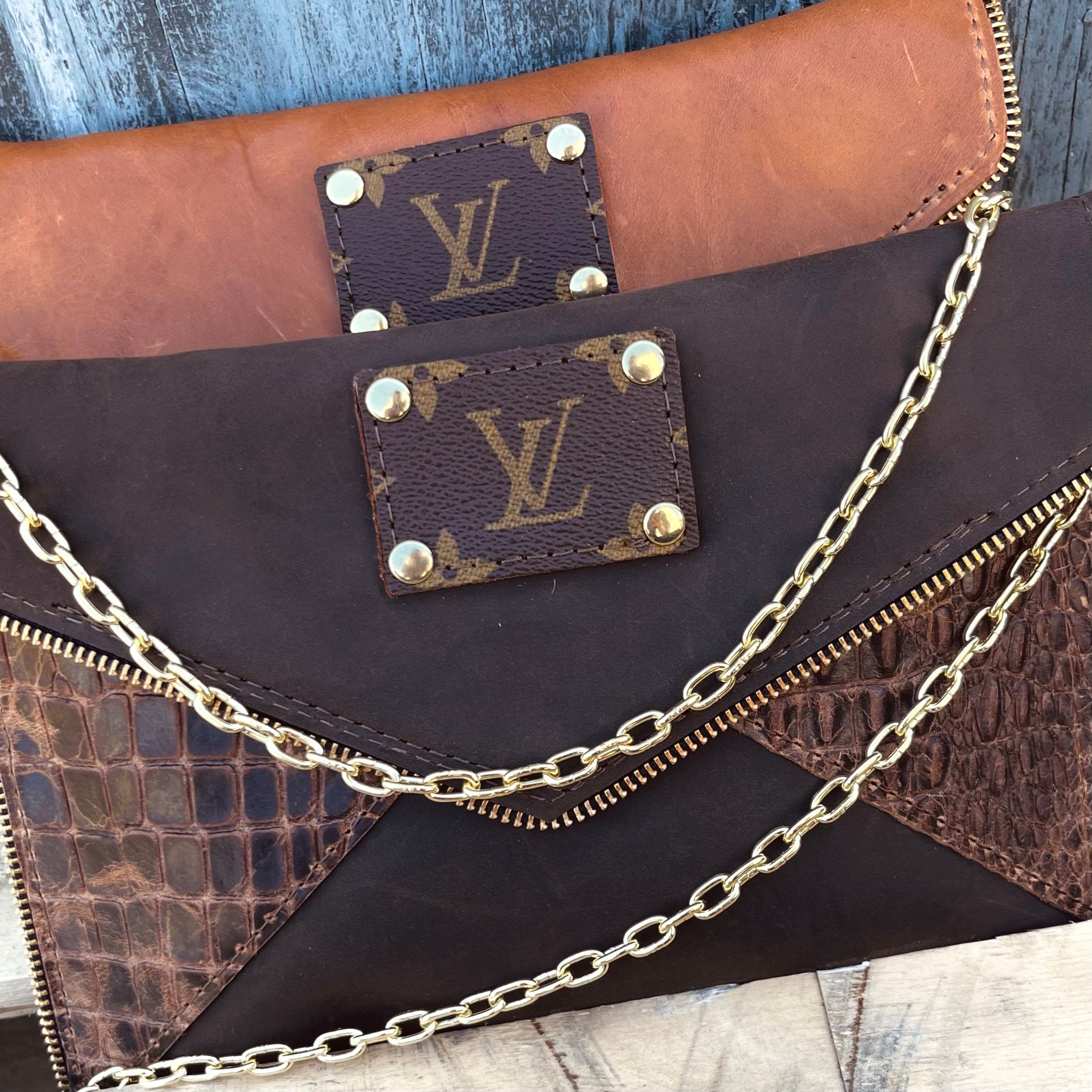 Upcycled LV Genuine Leather Cross Body CLASSIC EXOTIC Beyond Shimmer