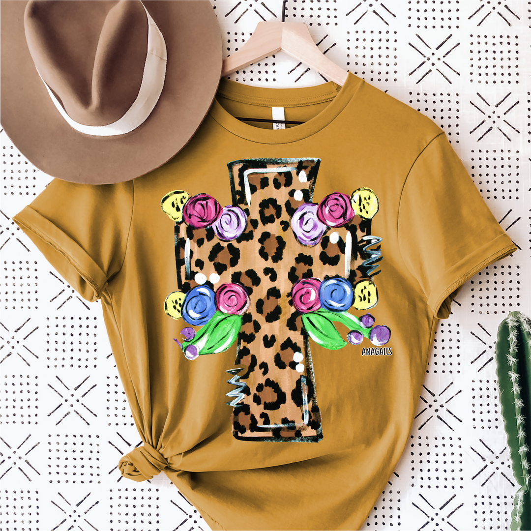 Hand Painted Leopard Cross