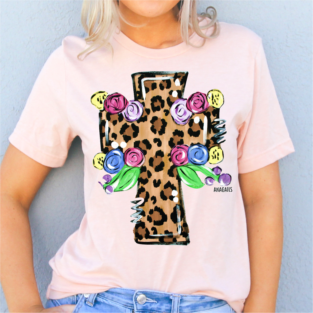 Hand Painted Leopard Cross