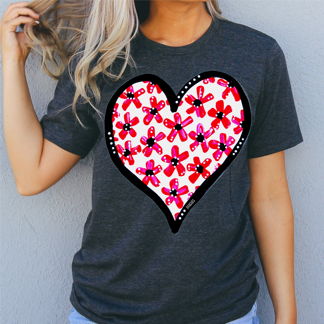 Hand painted floral heart