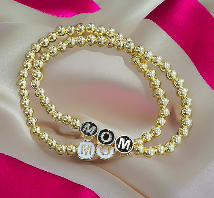 Custom Name 14k Gold beaded bracelet