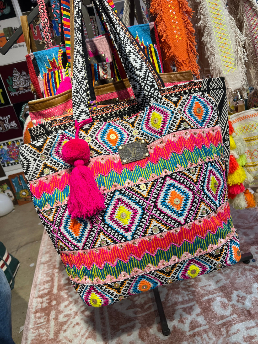 Repurposed Beaded Vacay Travel Beach bag