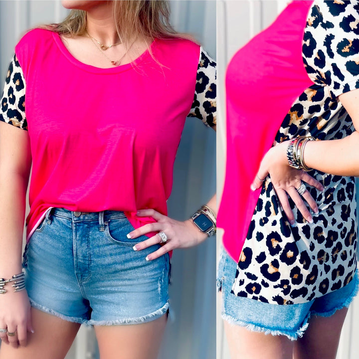 Leopard Back Hot Pink Pattern Top