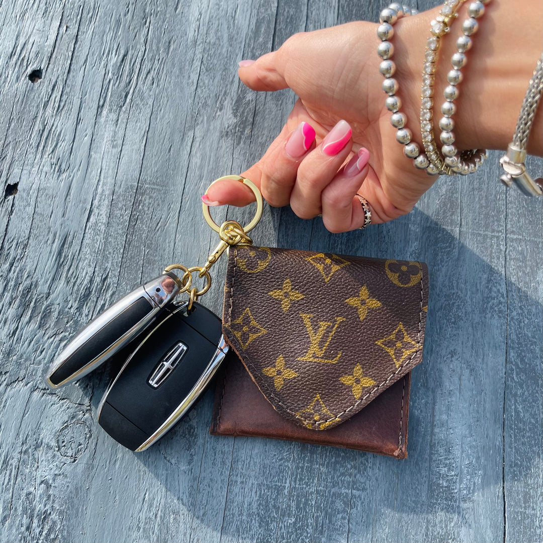 Upcycled LV Genuine leather key ring pouch and cardholder