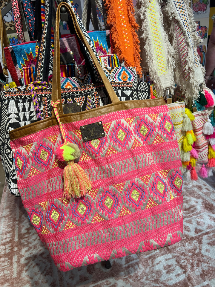 Repurposed Beaded Vacay Travel Beach bag