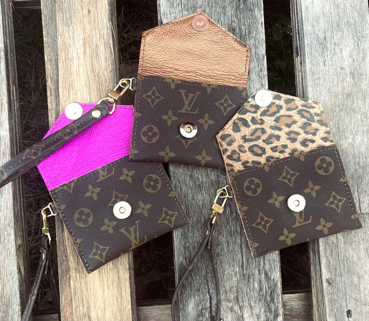 Upcycled LV Krista Card/ Key Ring Pouch Wristlet