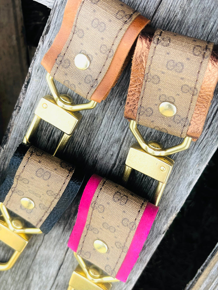 Upcycled LV Genuine Leather Ginger Keychain Gucci