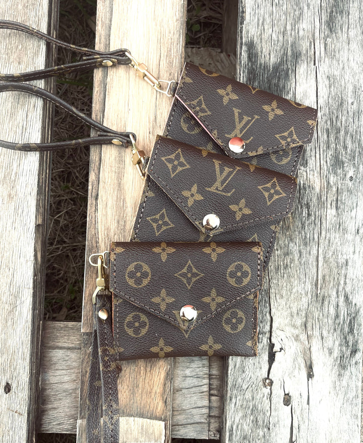 Upcycled LV Krista Card/ Key Ring Pouch Wristlet