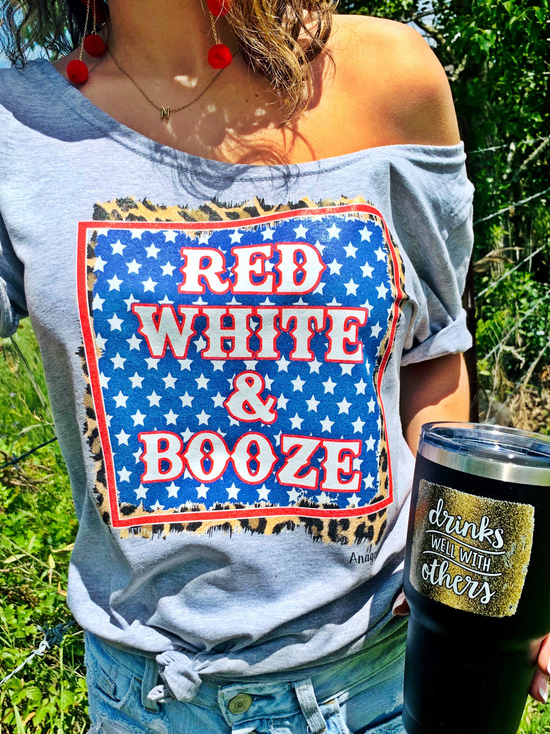 Red White & Booze off the shoulder