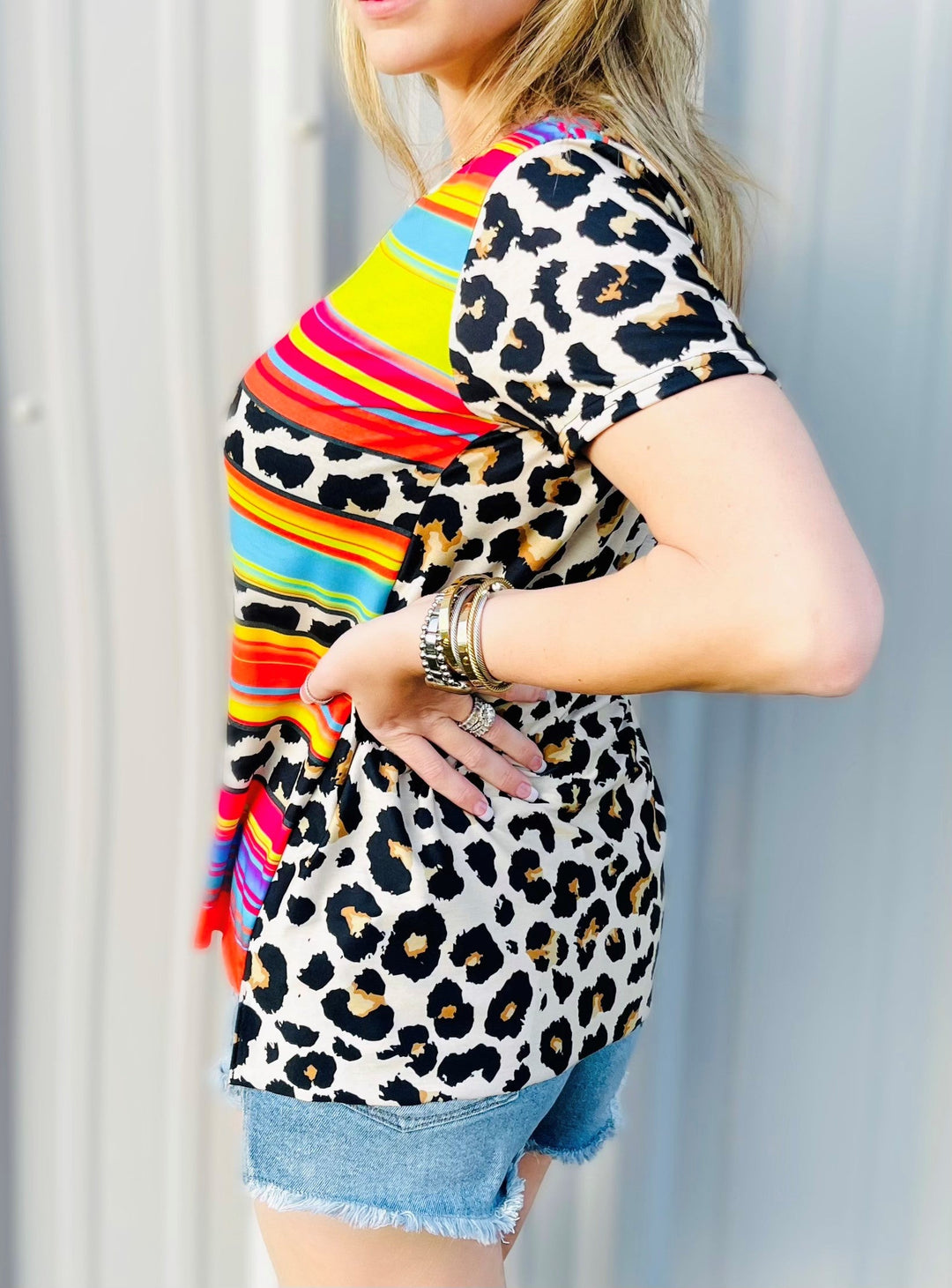 Simple Serape Leopard Pattern Top