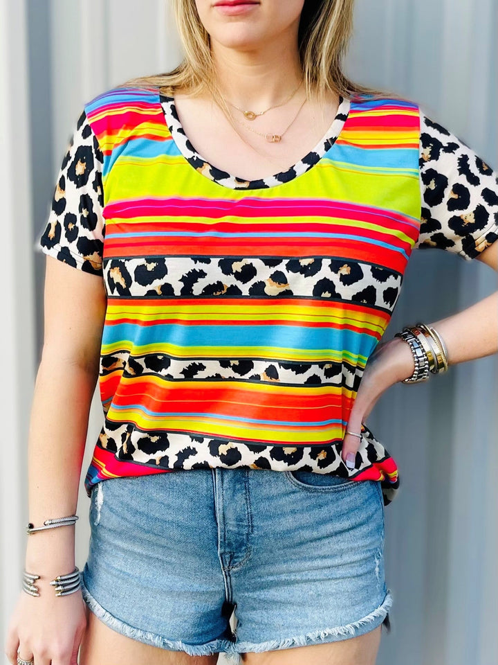 Simple Serape Leopard Pattern Top