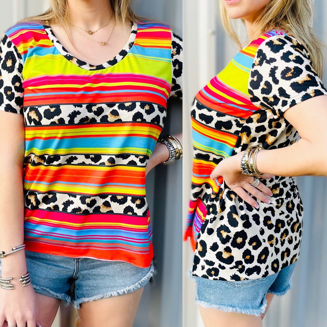 Simple Serape Leopard Pattern Top