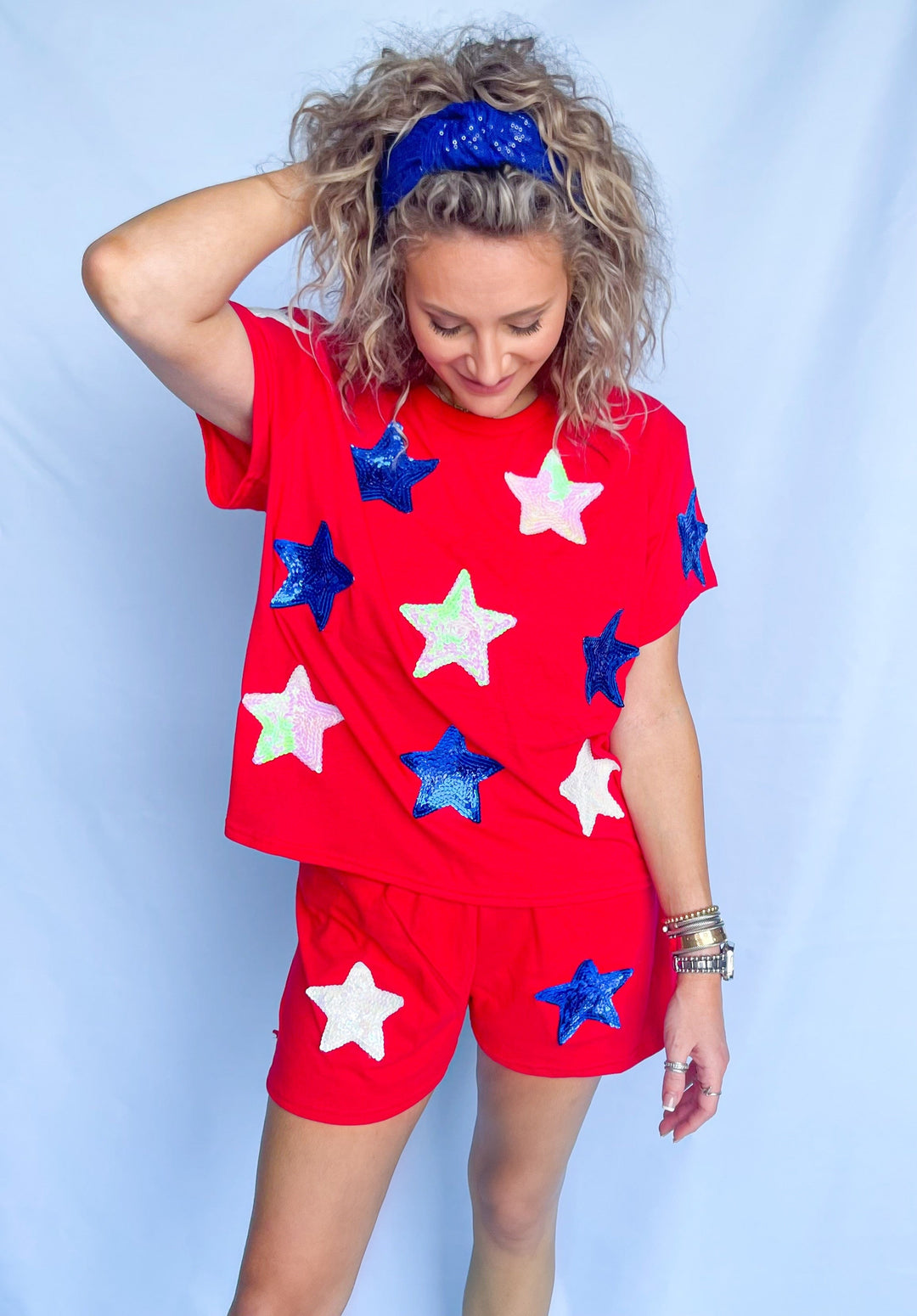 Beyond Shimmer Red Sequin Star Shorts