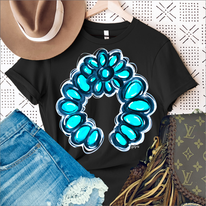 Hand Painted Turquoise Blossom