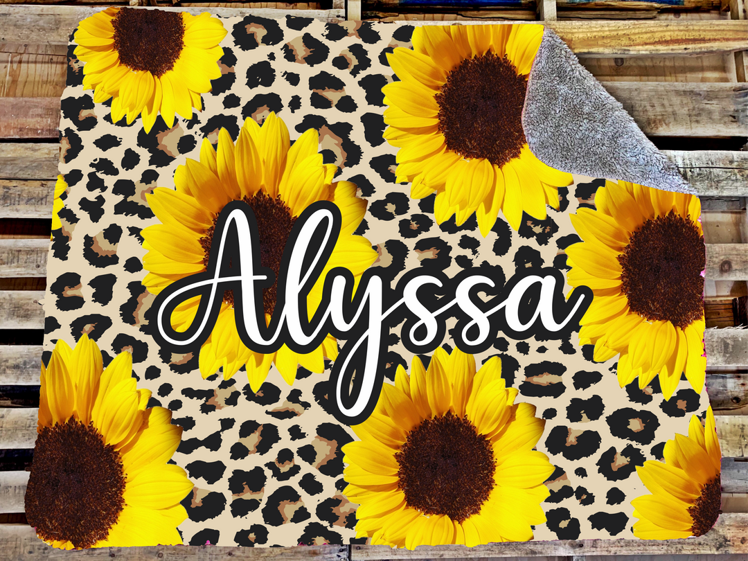 Sunflower and leopard custom blanket