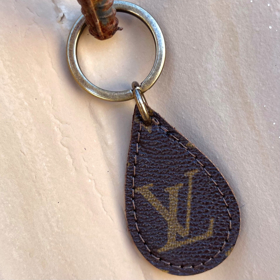 Upcycled LV Key chain teardrop