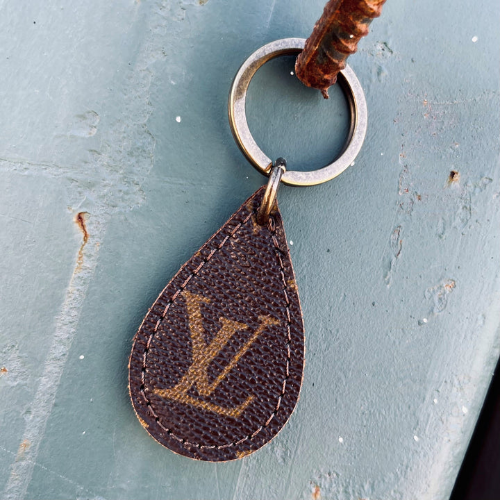 Upcycled LV Key chain teardrop