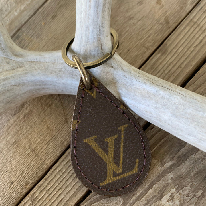 Upcycled LV Key chain teardrop